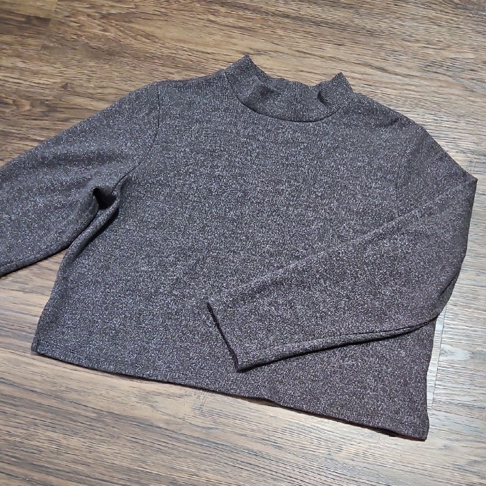 Old Navy Brown Heather Mock Neck Long Sleeve Top Size Large